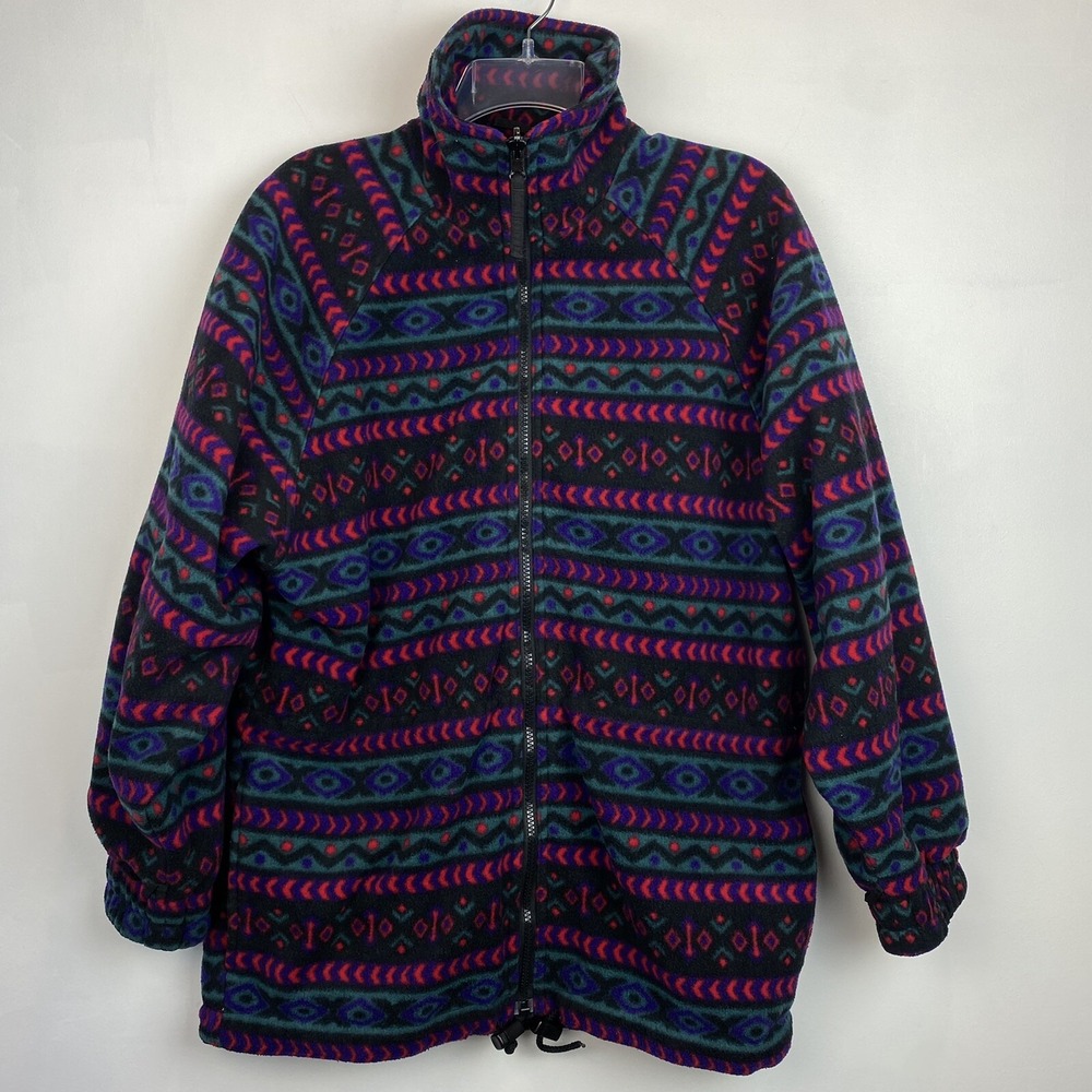Head Skiwear Jacket Womens M Aztec Southwestern Print Fleece Vtg Full Zip Cinch
